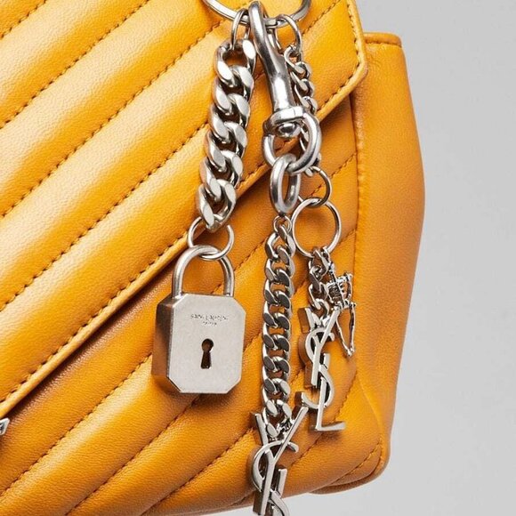 Yves Saint Laurent Yellow Matelasse Leather Medium Punk Chain Bag - Picture 8 of 12